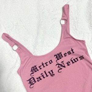 Size S | unique pink tank top with metal ring detail